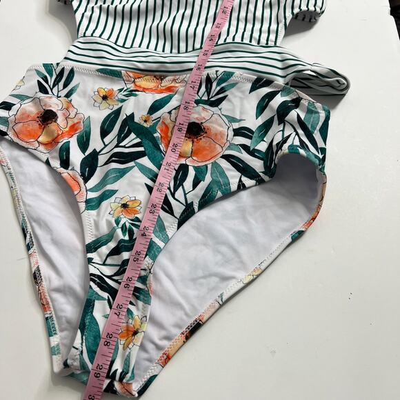 Cupshe Miss You Poppy One Piece Swimsuit Floral Stripe Size Large - Picture 7 of 12